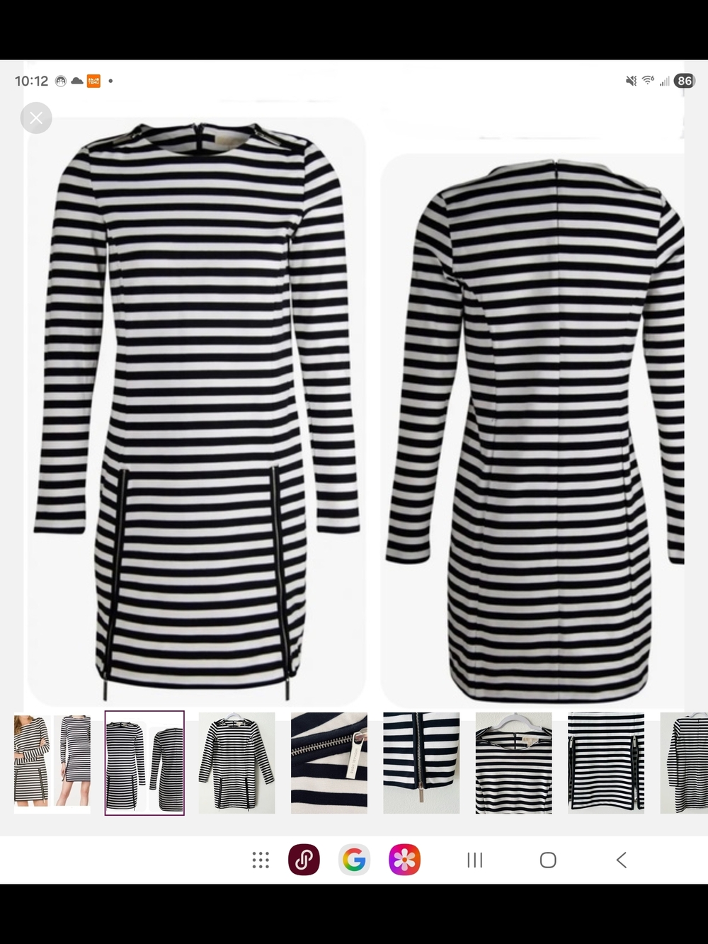Michael Kors Black and White Striped Long-Sleeve Mini Dress - Picture 3 of 11